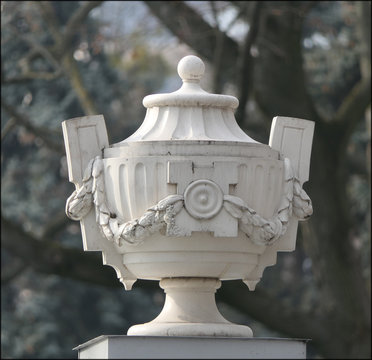Marble or stone vase. Classic old style.