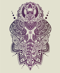 Illustration vector Elephant mandala pattern style Good for print on demand