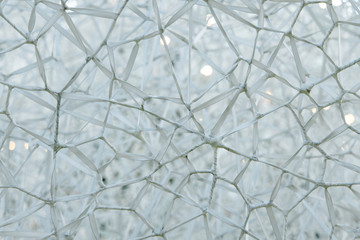 soft focus white threads plexus texture material hand made made by children in kinder garden looks like DNA model