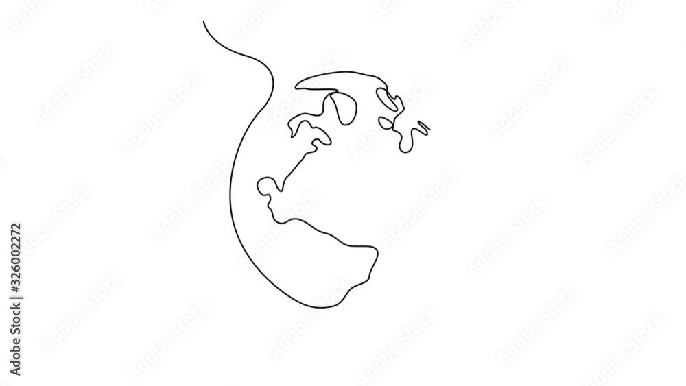 Aufkleber self drawing simple animation of single continuous one line drawing of earth globe. drawing by hand,