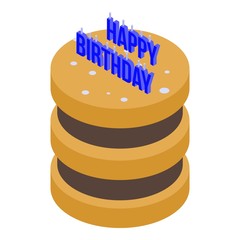 Happy birthday cake icon. Isometric of happy birthday cake vector icon for web design isolated on white background