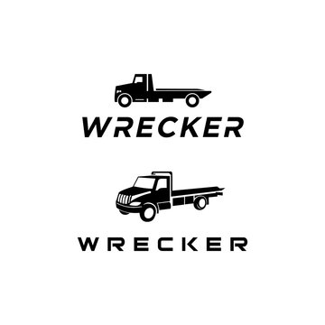 wrecker truck transportation logo design vector illustration