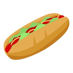 Fresh hot dog icon. Isometric of fresh hot dog vector icon for web design isolated on white background