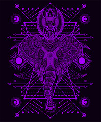 Illustration vector Elephant mandala pattern style Good for print on demand