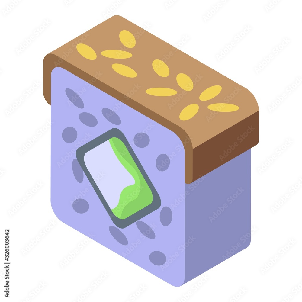 Poster rice sushi roll icon. isometric of rice sushi roll vector icon for web design isolated on white back