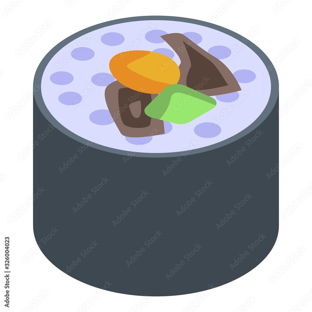 Poster raw sushi roll icon. isometric of raw sushi roll vector icon for web design isolated on white backgr