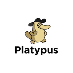 Cute Platypus Cartoon Logo Vector. Creative Animal Illustration Design for Wildlife, Zoo, or Nature Brand. Funny Australian Mammal Character Icon. Modern Colorful Emblem Isolated on White.