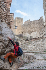 climber in the mountains of albarracin