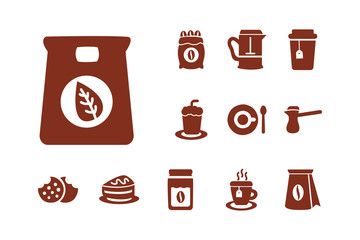 bundle of coffee and tea silhouette style icon
