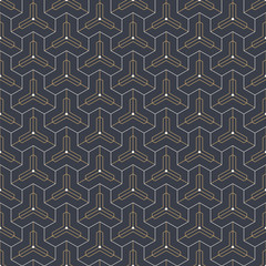 Abstract seamless pattern. Modern stylish texture. Linear style. Geometric tiles with triple hexagonal elements. Vector color background.