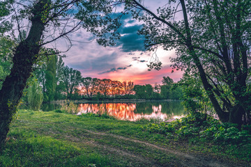 Sunrise on river