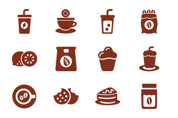bundle of coffee and tea silhouette style icon
