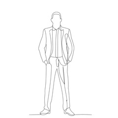 Fototapeta na wymiar vector, isolated, continuous line drawing man, guy stands, sketch