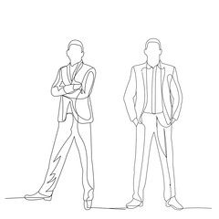 vector, isolated, drawing continuous line male businessman, sketch