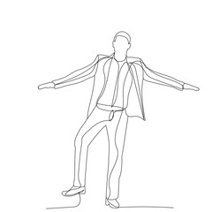  isolated, continuous line drawing man, guy stands, sketch