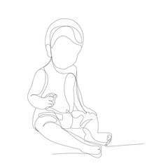 vector, isolated, drawing one continuous line baby sit