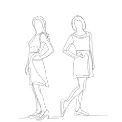  continuous line drawing of a girl standing