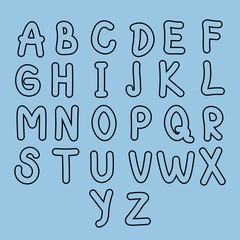 Elegant english alphabet, set of letters in outline isolated on background. For logos, posters, inscriptions. Typographic fonts, classic style. Stock vector illustration for decoration and design