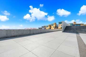 Empty floor and residential building by the sea.