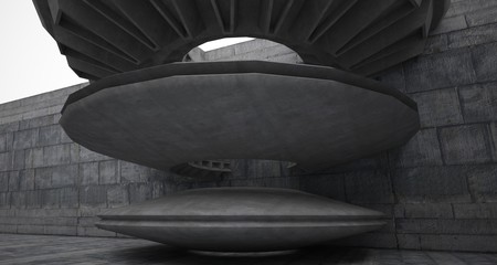 Fototapeta na wymiar Abstract architectural concrete interior with discs. 3D illustration and rendering.