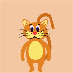 Funny cat isolated on background. Flat style. Stock vector illustration for decoration and design, children's books and coloring books, cards, posters, banners, fabrics, stickers and more.