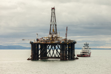 EDINBURGH, SCOTLAND - 2016 MARCH 09. The Semi Submersible oil rig Transocean Sedco 714 with a...