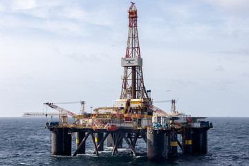 NORTH SEA, SCOTLAND - 2016 MARCH 25. Semi Submersible Transocean Sedco 704 at North Sea.