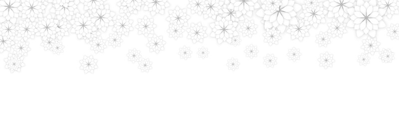 Spring Floral Banner Background Design with White Flat Style Elegant Flowers