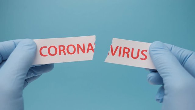 Coronavirus print on blue medical background. Stop eliminating Covid-19 Wuhan Novel Coronavirus pneumonia COVID-19. Healthcare background. Quarantine background. Epidemic. Biotechnology concept