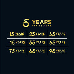 5 Set Years Anniversary Gold Elegant Design