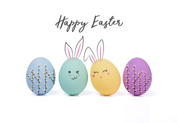 Happy easter, Easter painted egg isolated on white background.