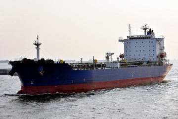 Tanker ship arriving to her destination port - Kaohsiung, Taiwan. 