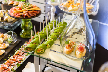 Buffet table for celebration with different dishes