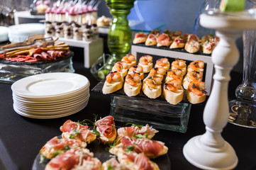 Buffet table for celebration with different dishes