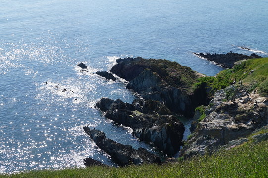 Light refraction around rock on Looe Island nature reserve