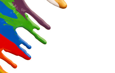 Colored paints creative frame isolated over white