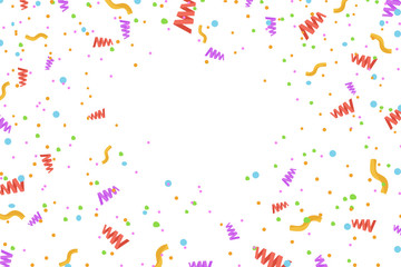 Colorful bright confetti isolated on white background.