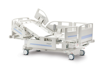 Mobile Hospital Bed, isolated on white background . Variable Height Bed. Medical Equipment