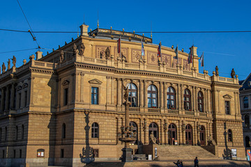 Fototapeta na wymiar The facade of Rudolfinum Concert Hall, Prague city, day time