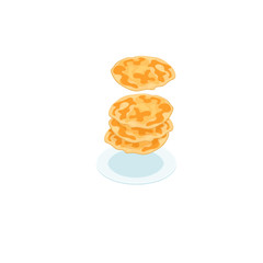 Pancakes vector collection. Breakfast vector set. Cook pancakes with different filling. Russian traditional food.
