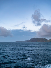 Cruise ship arrives at Nawiliwili port on Kauai, Hawaii. Kauai is known as the 