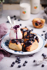 Blueberry cinnamon  vegan scrolls .selective focus