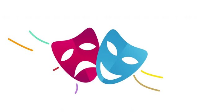 happy carnival, confetti and mask vector animation