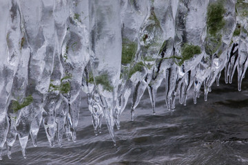 Lac Léman sous la glace avec la bise noir 