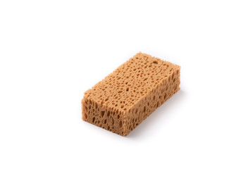brown sponge on isolated white background