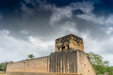 The Great Ball Court. Chichen Itza archaeological site. Architecture of ancient maya civilization. Travel photo or wallpaper. Yucatan. Mexico.