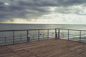 Fototapeta premium Metal railings and glass wall outdoor