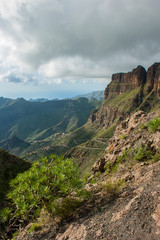 Mirador de Masca. The view of the Masca gorge. View from a high point on the mountain gorge.