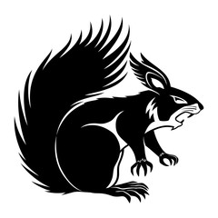 Black squirrel sign on a white background.