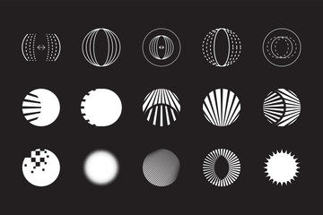 Universal Geometric Shapes Set. Design Forms on Black Background